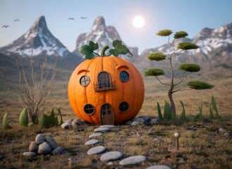 pumpkin house in the mountains