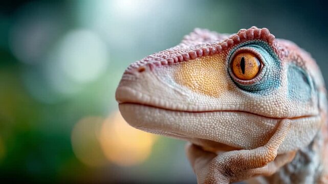 Dinosaur portrait: A close-up, captivating portrait of a prehistoric predator, highlighting the intricate details of its reptilian features and intense gaze. 