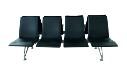 Waiting room chair black front view Isolated on a transparent background