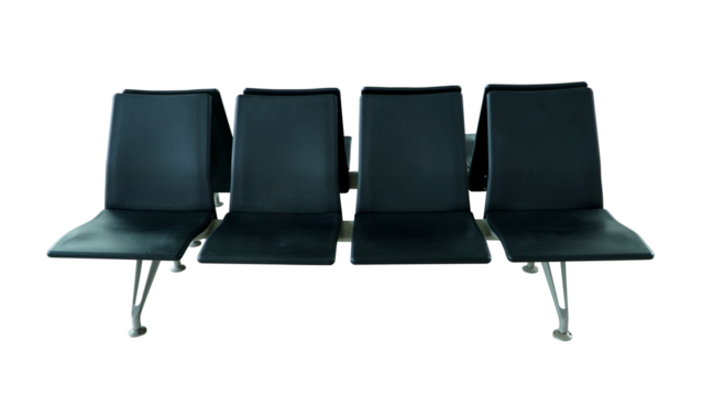 Waiting room chair black front view Isolated on a transparent background - Powered by Adobe
