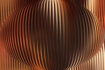 Modern abstract metallic swirl in warm brown and gold tones with dynamic curved lines