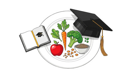 graduation cap and diploma on a white background