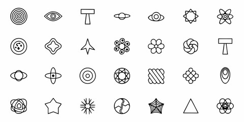 Elegant geometric shapes collection, perfect for modern logo design and abstract patterns, showcasing clean lines and minimalist style, adaptable for diverse creative applications