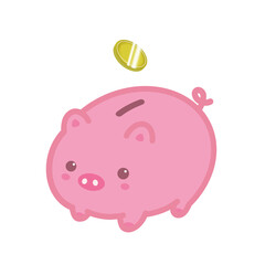 pink piggy bank illustration ブタの貯金箱のイラスト 手描き