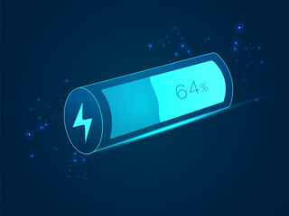 Electric Vehicle battery charging Hologram Interface with Futuristic battery storage Progress Charging vector design concept. EV charging design for Electric Car, EV station, ui, infographic, website.