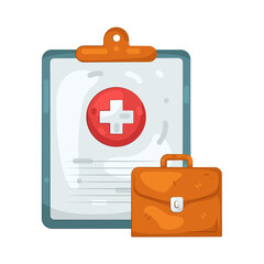 Illustration of Medical Clipboard with First Aid Kit