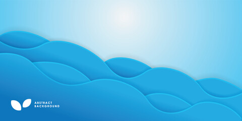 Blue abstract background in paper cut style. Layers of paper wavy water for World Oceans Day 8 June. Vector Earth posters template, ecology brochures, presentations, invitations with place for text