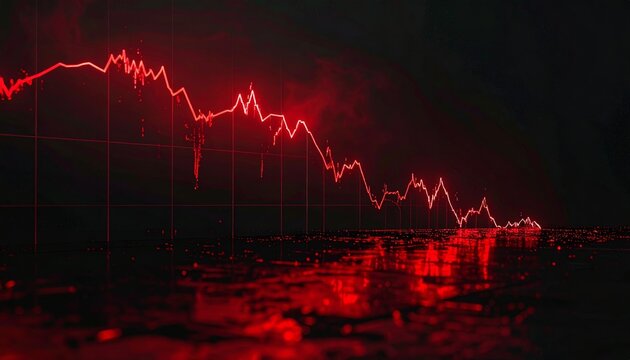 Stark Red Line Graph Illustrates Steep Financial Decline