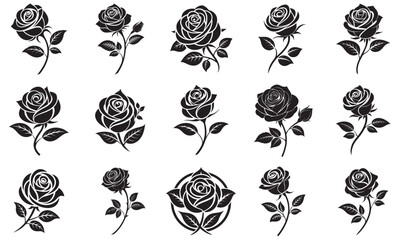 Floral Silhouette Vector Collection – Elegant Black Rose Designs