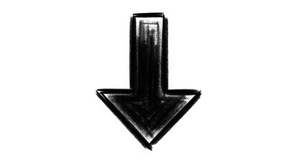 Hand drawn arrow pointing down isolated on transparent background, sketch style