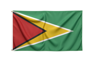 Vibrant Guyana national flag waving proudly, symbolizing patriotism and national pride for the cooperative republic of Guyana