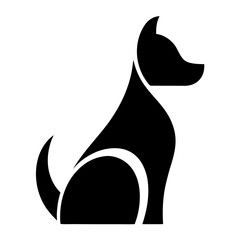 Simple black dog silhouette sitting dog minimal design logo icon
