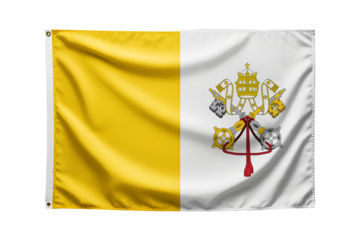 Vatican City flag waving, showcasing national pride and symbol of faith in white and gold, perfect for travel and cultural events
