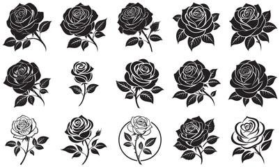 Rose Flower Silhouettes – Romantic Floral Vector Bundle