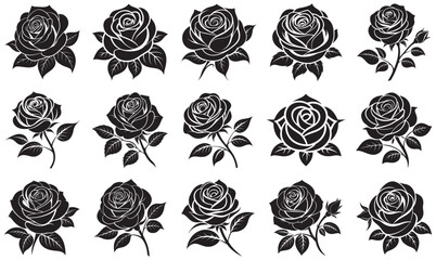Roses Vector Set – Black Floral Silhouette Illustrations