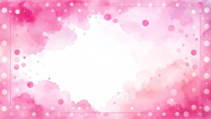かわいい水彩風のフレーム ライトピンク 背景素材 16:9サイズ AI生成素材