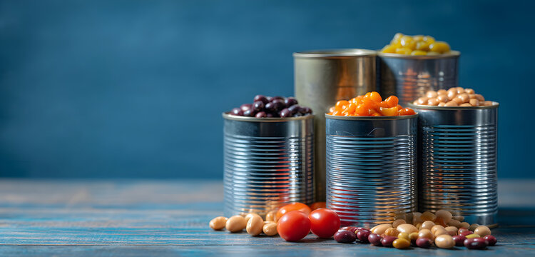 Stocking the pantry with colorful canned goods for delicious, healthy meals ready in minutes, perfect for food blogs and recipe promotions
