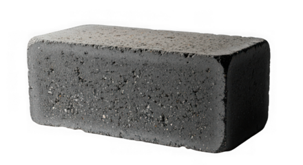 Gray concrete brick isolated on transparent background for construction purposes