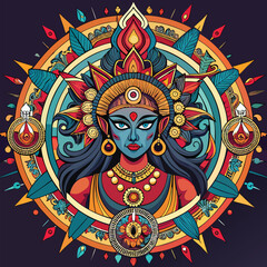 Fototapeta premium Goddess Kali artwork intricate details vibrant colors cultural significance spiritual