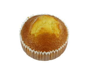 close up on fresh baked muffin isolated on white background