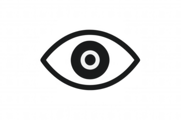Eye icon symbolizing vision, view, looking, observation, and digital security solution on transparent background
