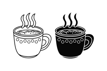 Coffee Cup Hot Drink Steam Beverage Cafe Morning Design Vector Illustration