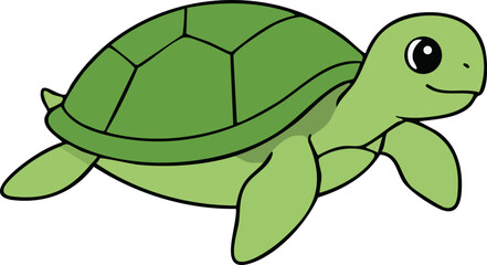 Cute Flat Vector Turtle Illustration