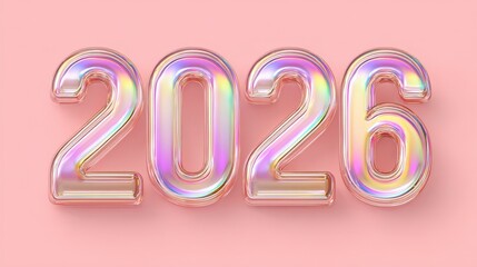 3D glass numbers 2026 with colorful reflections in minimalistic isometric composition, hyper-realistic high-resolution render with sharp studio lighting, clarity, detail, and modern digital design
