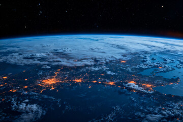 Earth from space at night