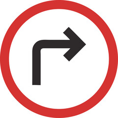 road sign with red arrow