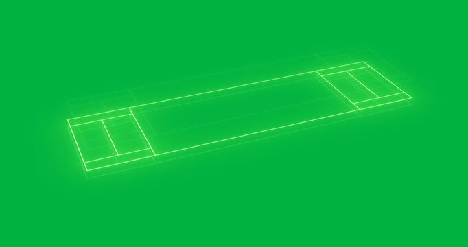 Animation of sports pitch on green neon background