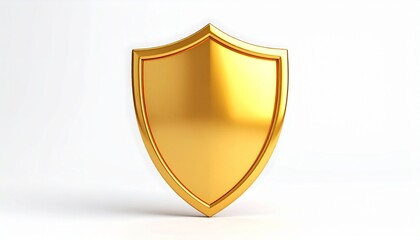 Golden heraldic shield icon or emblem 3d icon for protection and security design