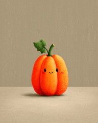 Cute Pumpkin Illustration: A charming cartoon pumpkin with a delightful smile. perfect for adding a touch of autumnal joy. 