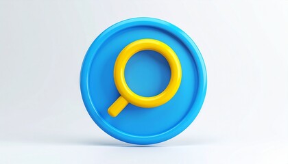 Abstract 3d searching icon isolated white background with circles for a 3D web design concept icon