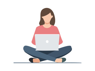 Vector art silhouette of coder with laptop