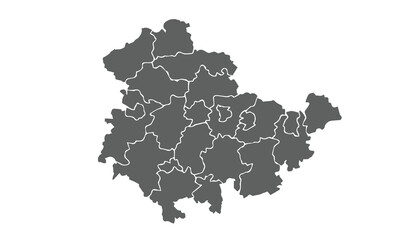 Thuringia germany map isolated on white background for website layouts,background,education, precise,customizable,Travel worldwide,map silhouette backdrop,earth geography, political.