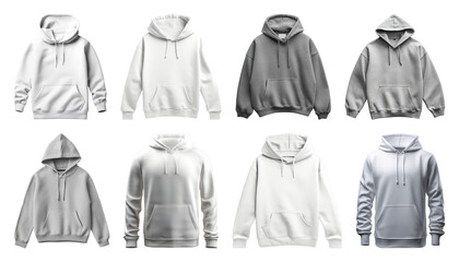 PNG Variety of blank hoodies, element set on transparent background