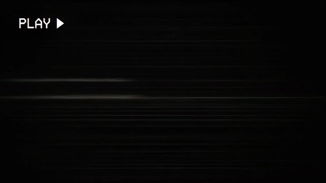 Retro vhs glitch effect with play button overlay, creating a nostalgic and distorted visual experience reminiscent of old videotape recordings