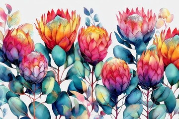Bright Floral Protea Illustration Perfect for Summer Decor