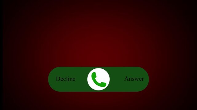 Mobile phone in coming call animation. Abstract accept call or decline call icon animation phone call icons HUD 4k animation on red background. 