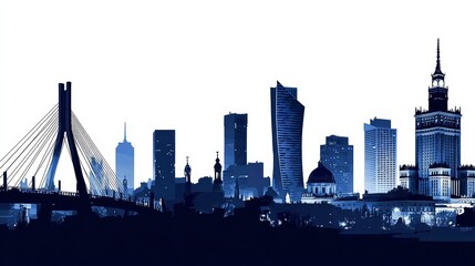 Captivating skyline imagery showcasing Warsaw's architectural beauty in silhouette form.