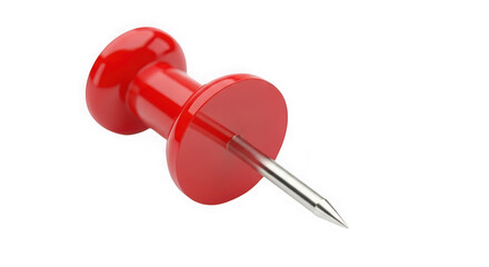 Red push pin isolated on transparent background for design and office use