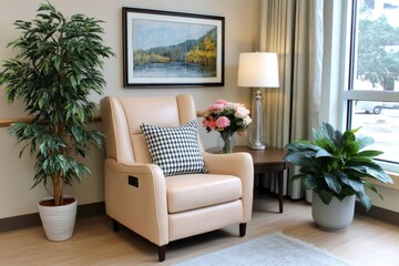 Obraz premium Cozy living room corner with comfortable recliner chair