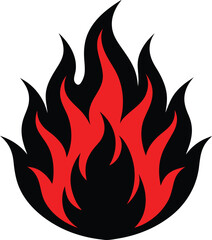 Fire flame. Black and red fiery flames. Vector scalable design graphics