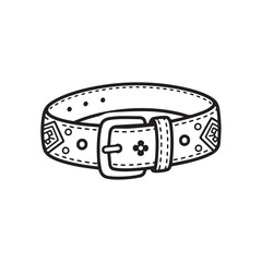 Stylish Belt Line Art with Decorative Buckle and Pattern Details. 