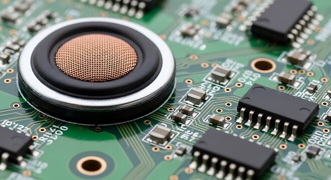 Close-up of a Circuit Board with Electronic Components.