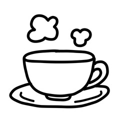 手描き線画のシンプルで可愛いティーカップのイラスト