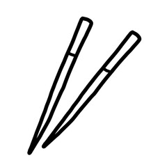 手描き線画のシンプルな箸のイラスト