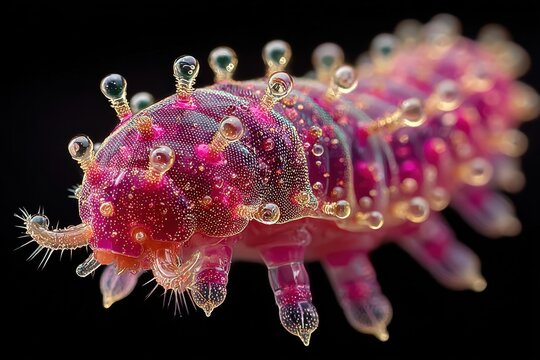 Colorful Tiny Marine Creature with Bright Pink and Purple Colors