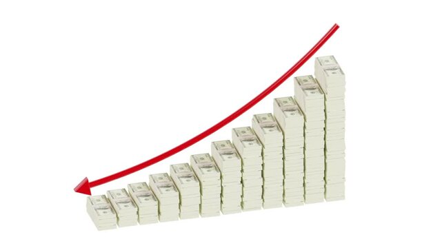 3D&nbsp;Falling Arrow Graph with Money Animation | Alpha Loop